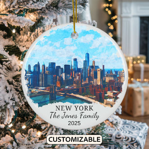 Personlig New York Ornament, New York Gift Julgransprydnad Keramik
