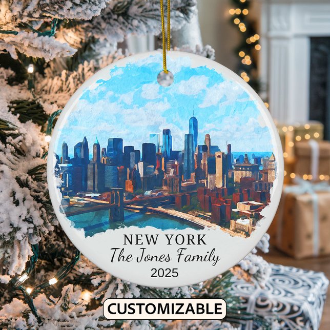 Personlig New York Ornament, New York Gift Julgransprydnad Keramik (Skapare uppladdad)