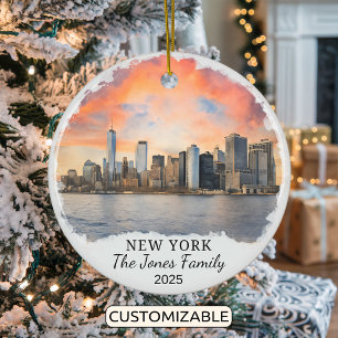 Personlig New York Ornament, New York Julgransprydnad Keramik