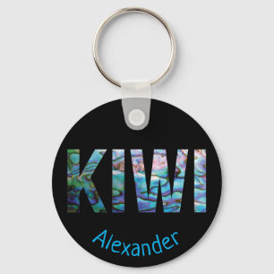PERSONLIG NEW ZEALAND KIWI PAUA NYCKELRING
