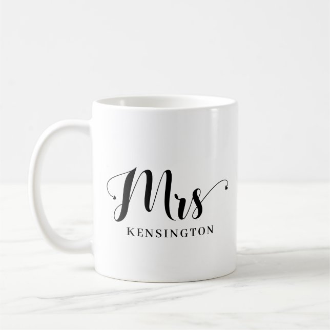 Personlig Newlyed Bride Typography Kaffemugg (Vänster)
