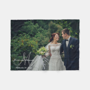 Personlig Newlyged Keepsaki Monogram Photo Fleecefilt