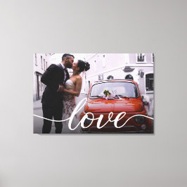 Personlig Newlyweds Bröllop Photo Kärlek skript Canvastryck