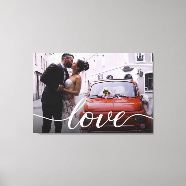 Personlig Newlyweds Bröllop Photo Kärlek skript Canvastryck (Framsida)