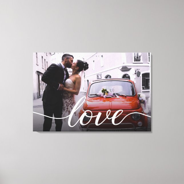 Personlig Newlyweds Bröllop Photo Kärlek skript Canvastryck (Framsida)