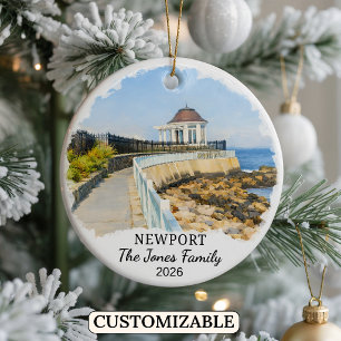 Personlig Newport-ornament, Anpassad Rhode Island Julgransprydnad Keramik