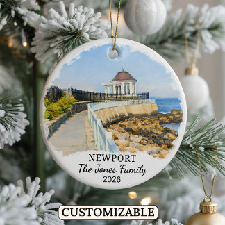 Personlig Newport-ornament, Anpassad Rhode Island Julgransprydnad Keramik