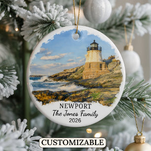 Personlig Newport-ornament, Anpassad Rhode Island Julgransprydnad Keramik