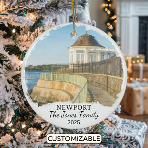 Personlig Newport Ornament, Rhode island Julgransprydnad Keramik