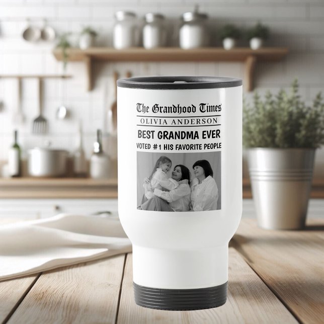 Personlig Newspaper | Bästa mormor någonsin Gift Resemugg (Skapare uppladdad)