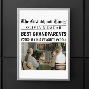 Personlig Newspaper Photo Bästa farmor Poster