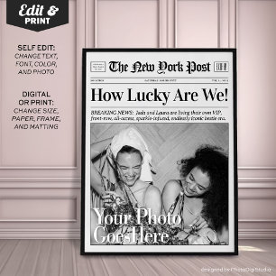 Personlig Newspaper Skriv "How Lucky are we" Poster