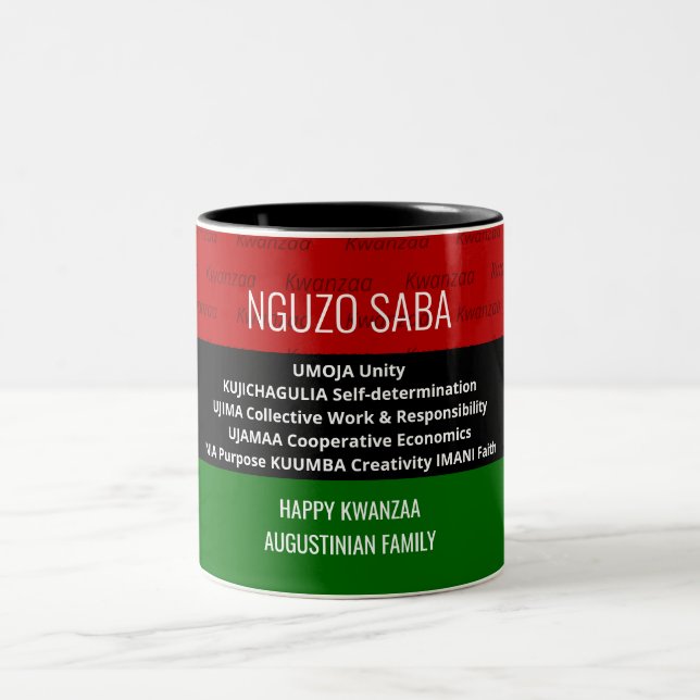 Personlig NGUZO SABA 7 Principles Lycklig Kwanzaa Två-Tonad Mugg (Center)