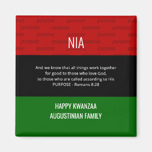 Personlig NIA Romans 8 28 Lycklig Kwanzaa Magnet
