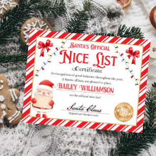 Personlig Nice-certifikat från Jultomten