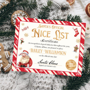 Personlig Nice-certifikat från Jultomten