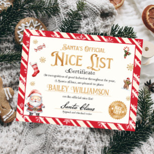 Personlig Nice-certifikat från Jultomten