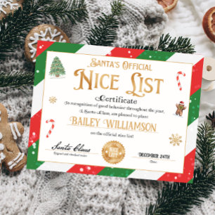 Personlig Nice-certifikat från Jultomten