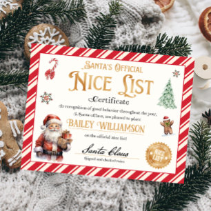 Personlig Nice-certifikat från Jultomten