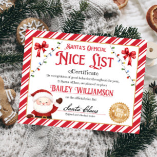 Personlig Nice-certifikat från Jultomten