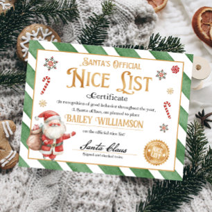Personlig Nice-certifikat från Jultomten