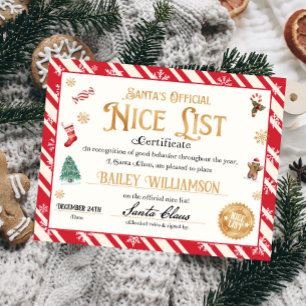 Personlig Nice-certifikat från Jultomten