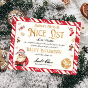 Personlig Nice-certifikat från Jultomten