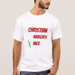 Personlig Nice eller God Jul Novelty Tee Shirt<br><div class="desc">Personlig Naughty eller Nice jul Novelty humor t-shirt ...  roligt novelty helgdag kläder av Ricaso</div>