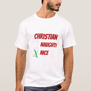 Personlig Nice eller God Jul Novelty Tee Shirt