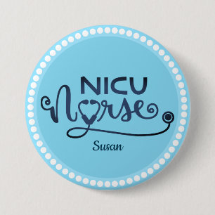 Personlig Nicu Nurse Blue and White Knapp