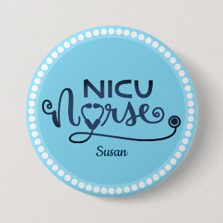 Personlig Nicu Nurse Blue and White Knapp