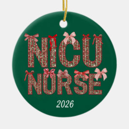 Personlig NICU Nurse Coquette Bow Jul Julgransprydnad Keramik