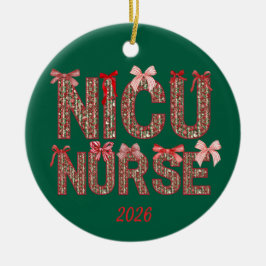 Personlig NICU Nurse Coquette Bow Jul Julgransprydnad Keramik