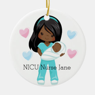 Personlig NICU Nurse Holding Baby jul Julgransprydnad Keramik