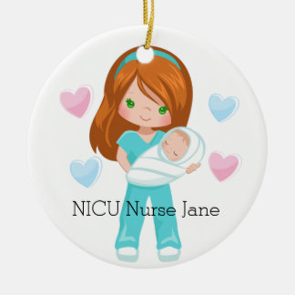 Personlig NICU Nurse Holding Baby jul Julgransprydnad Keramik