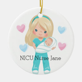 Personlig NICU Nurse Holding Baby jul Julgransprydnad Keramik