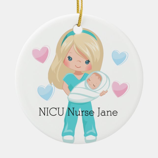 Personlig NICU Nurse Holding Baby jul Julgransprydnad Keramik (Framsidan)