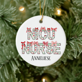 Personlig NICU Nurse jul Coquette Bow Julgransprydnad Keramik