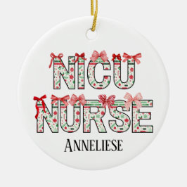 Personlig NICU Nurse jul Coquette Bow Julgransprydnad Keramik