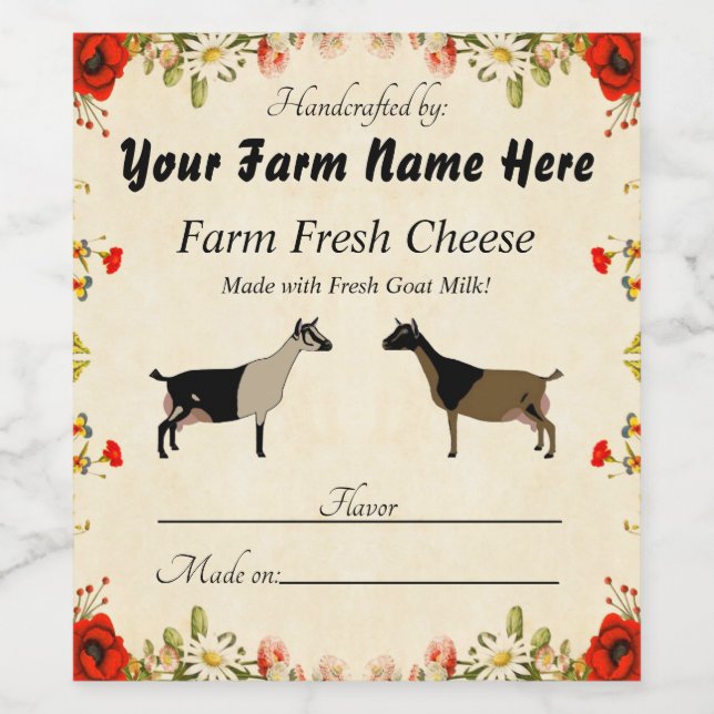 Personlig Nigerian Dwarf Goat Cheese Label Vinflaska Etikett (Singel etikett)