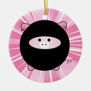 Personlig Ninja Gris om Rosa Julgransprydnad Keramik
