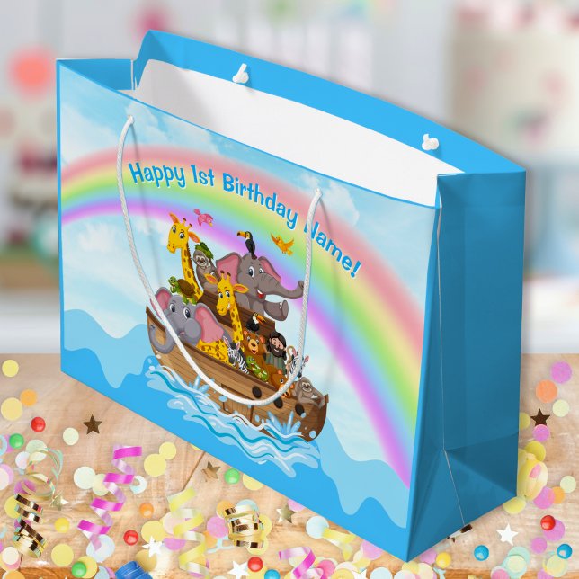 Personlig, Noahs Ark-gåva, Bag i fyra storlekar (Noah's Ark Gift Bags. Christian Birthday Party Ideas. Noah's Ark theme birthday party. Noahs Ark)