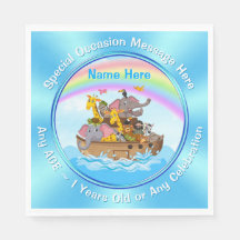 Personlig, Noahs Ark Napkins, Noahs Ark Party