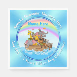 Personlig, Noahs Ark Napkins, Noahs Ark Party Pappersservett