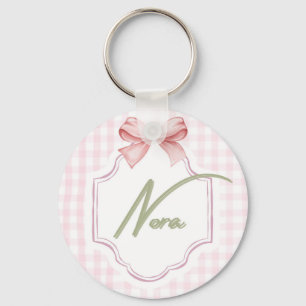 Personlig Nora Flicka Nursery Bow&Gingham Nyckelring