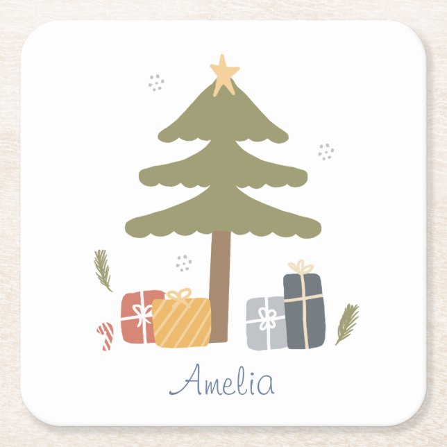 Personlig Norden Julgran Helgdag Underlägg Papper Kvadrat (Framsidan)