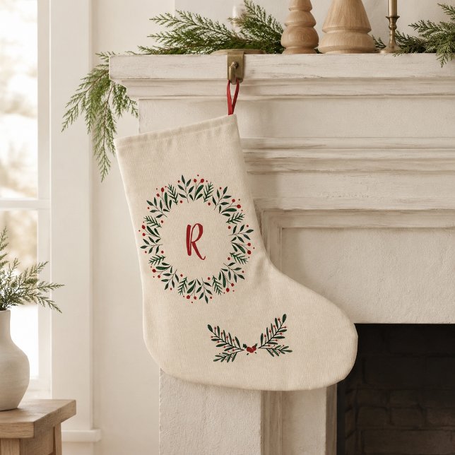 Personlig nordisk krans monogram strumpa (Skapare uppladdad)
