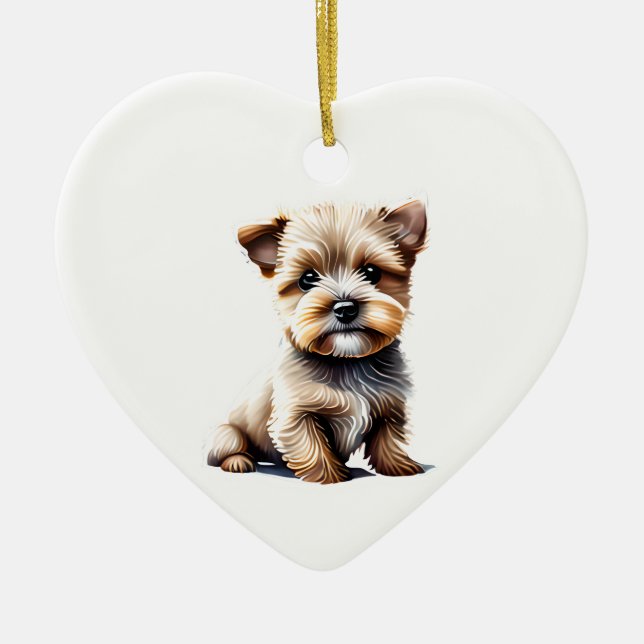 Personlig Norfolk Terrier Puppy Julgransprydnad Keramik (Framsidan)