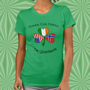 Personlig Norge Irland USA Shamrock Kvinnor T Shirt