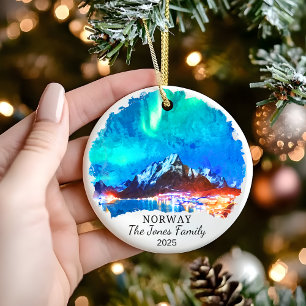 Personlig Norge Ornament, Norge Gift Julgransprydnad Keramik